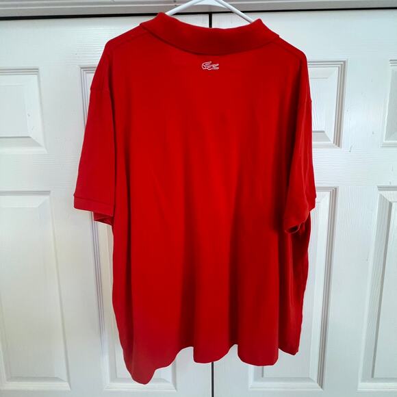 Lacoste Men's Collared Short Sleeve Shirt Red Big Logo Polo Golf Shirt Size 4XL - Picture 2 of 7